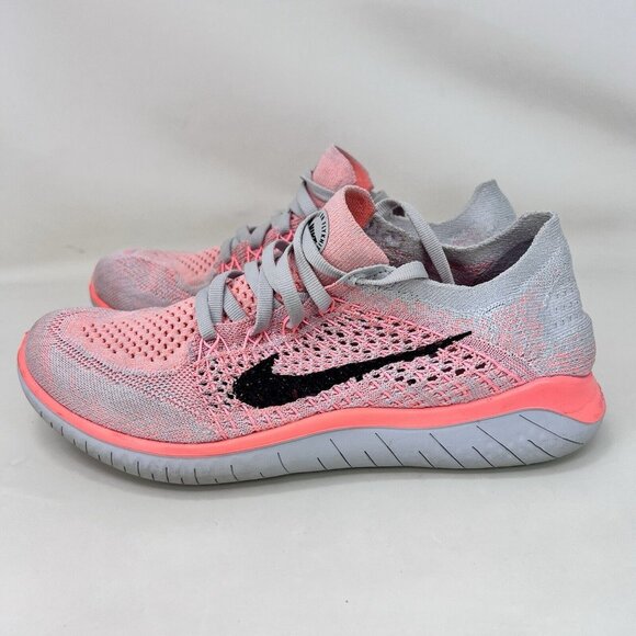 Nike Free RN Flyknit 2017 Running Shoes Gray Orange Women’s Size 7 - Picture 2 of 9